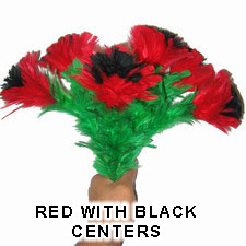 6 RED WITH BLACK CENTER FLOWERS